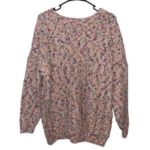 Pink Speckled Oversized Crewneck Sweater Size 3X